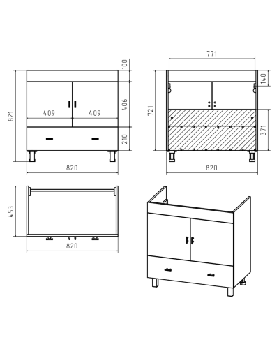 Дива - 85 Тумба белая с 1 ящ.