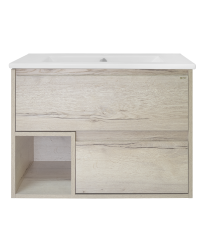 Дунай - 75 Тумба подвесная с 2 ящиками и нишей (цвет Дуб белый)