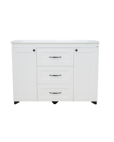 Дуэт - 120 Тумба белая матовая с 3 ящ.