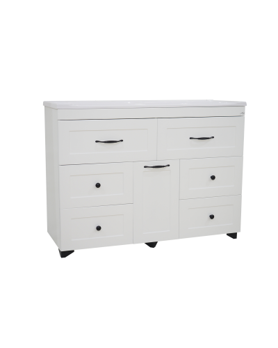 Дуэт - 120 Тумба белая матовая с 6 ящ. / Б/К