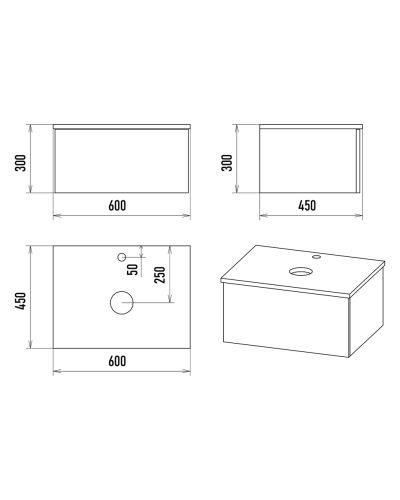 Ива - 60 Тумба подвесная Графит пленка 1 ящ О