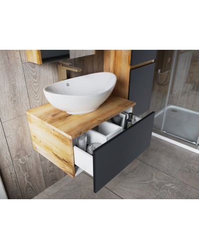 Ива - 80 Тумба подвесная Графит пленка 1 ящ