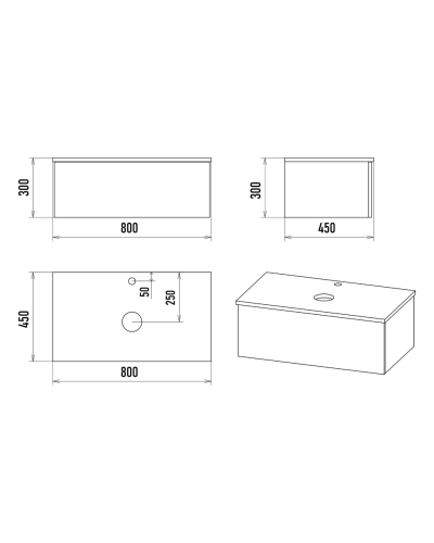Ива - 80 Тумба подвесная Графит пленка 1 ящ