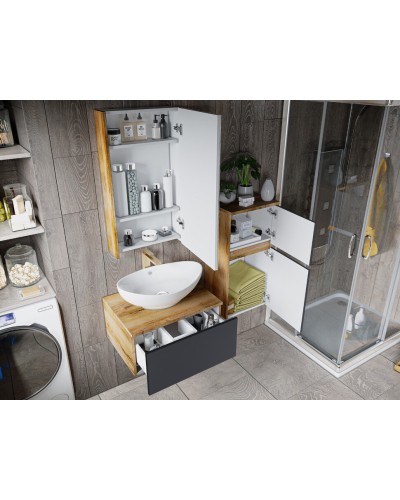 Ива - 90 Тумба подвесная Графит пленка 1 ящ