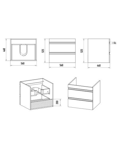 Ингрид - 60 Тумба подвесная с 2 ящ.эмаль, глянец
