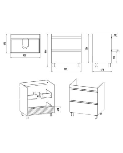 Ингрид - 75 Тумба напольная с 2 ящ.эмаль