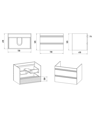 Ингрид - 75 Тумба подвесная с 2 ящ.эмаль