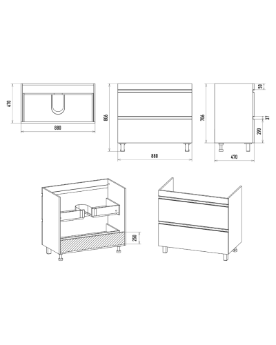 Ингрид - 90 Тумба напольная с 2 ящ.эмаль