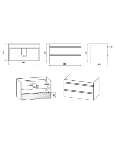 Ингрид - 90 Тумба подвесная с 2 ящ.эмаль