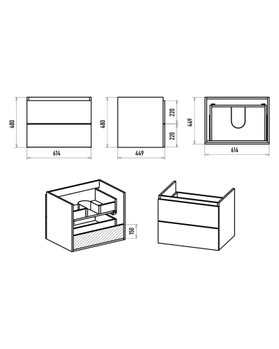 Карат - 65 Тумба подвесная, 2 ящ.
