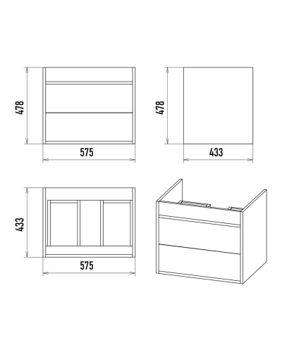 Кедр - 60 Тумба подвесная с 2 ящ.