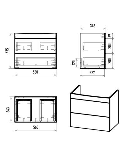 Клермонт - 60 тумба подвесная 2 ящ. (эмаль)
