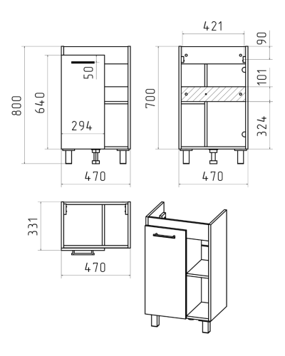 Крафт - 50 Тумба напольная 1 дв.