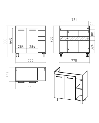 Крафт - 80 Тумба напольная 2 дв.