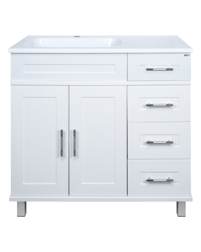 Купер - 90 Тумба напольная с 4 ящ. левая белая