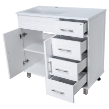 Купер - 90 Тумба напольная с 4 ящ. левая белая