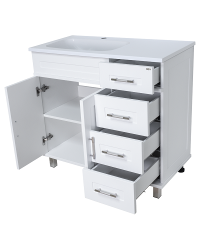 Купер - 90 Тумба напольная с 4 ящ. левая белая