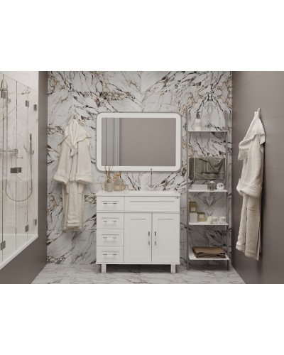 Купер - 90 Тумба напольная с 4 ящ. левая белая