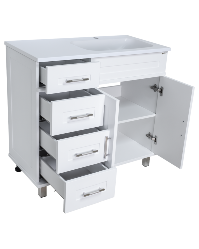 Купер - 90 Тумба напольная с 4 ящ. правая белая