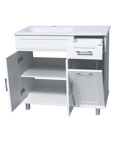 Купер - 90 Тумба напольная с Б/К левая белая