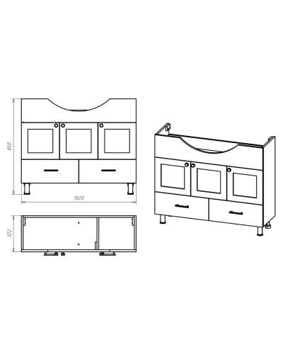 Латте -105 Тумба с 2 ящ. бежевая эмаль