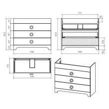 Лейла -100 Тумба с 3 ящ. белая