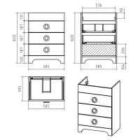Лейла - 60 Тумба с 3 ящ. белая