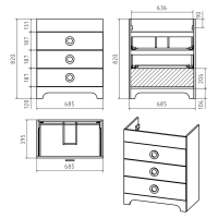 Лейла - 70 Тумба с 3 ящ. белая