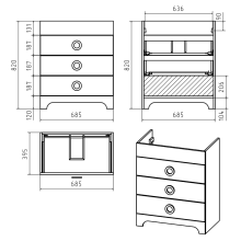 Лейла - 70 Тумба с 3 ящ. белая