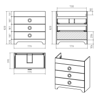 Лейла - 80 Тумба с 3 ящ. белая