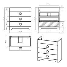 Лейла - 80 Тумба с 3 ящ. белая