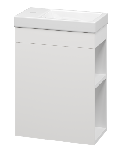 Лира - 40 Тумба прямая подвесная белая эмаль с отталкив. с бок. полками