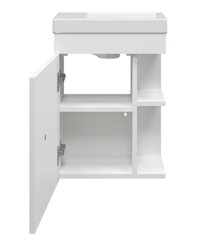 Лира - 40 Тумба прямая подвесная белая эмаль с отталкив. с бок. полками