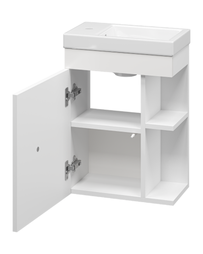 Лира - 40 Тумба прямая подвесная белая эмаль с отталкив. с бок. полками