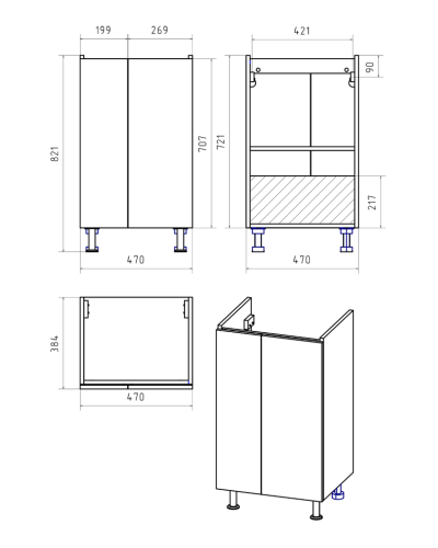 Лира - 50 Тумба прямая напольная белая эмаль с отталкив.