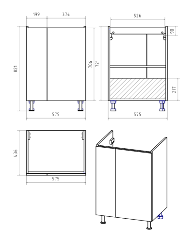 Лира - 60 Тумба прямая напольная белая эмаль с отталкив.