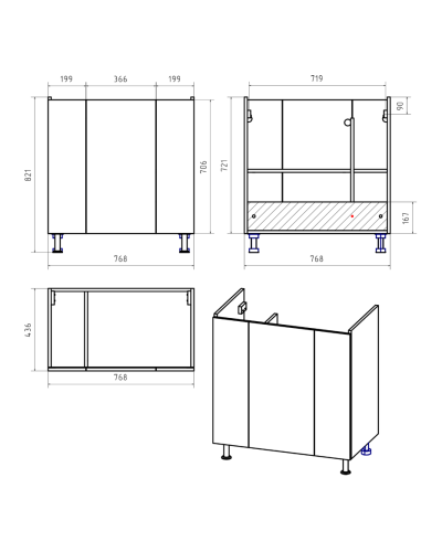 Лира - 80 Тумба прямая напольная белая эмаль с отталкив.