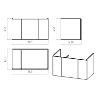 Лира - 80 Тумба прямая подвесная белая эмаль с отталкив.