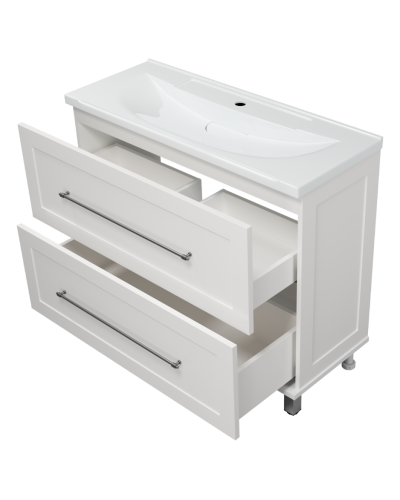 Марта -100 Тумба напольная 2 ящ. белая эмаль (глянец)