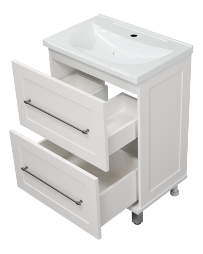 Марта - 60 Тумба напольная 2 ящ. белая эмаль (глянец)