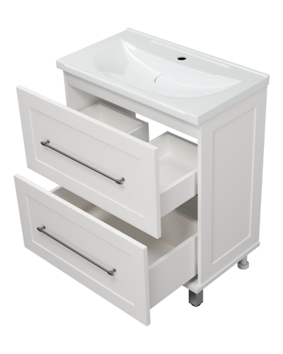 Марта - 70 Тумба напольная 2 ящ. белая эмаль (глянец)