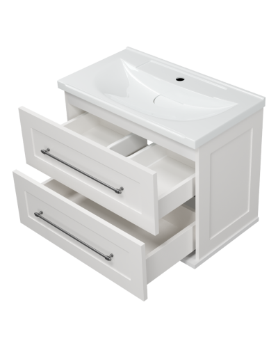 Марта - 70 Тумба подвесная 2 ящ. белая эмаль (глянец)