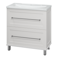 Марта - 80 Тумба напольная 2 ящ. белая эмаль (глянец)