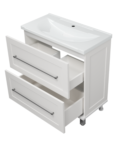 Марта - 80 Тумба напольная 2 ящ. белая эмаль (глянец)