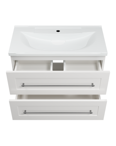 Марта - 80 Тумба подвесная 2 ящ. белая эмаль (глянец)