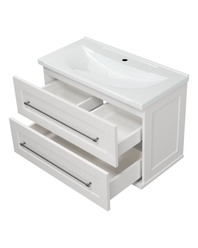 Марта - 80 Тумба подвесная 2 ящ. белая эмаль (глянец)