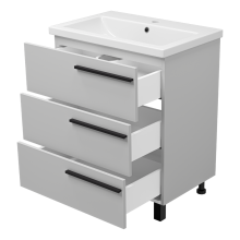 Ненси - 70 Тумба напольная  3 ящ. серая мат. эмаль