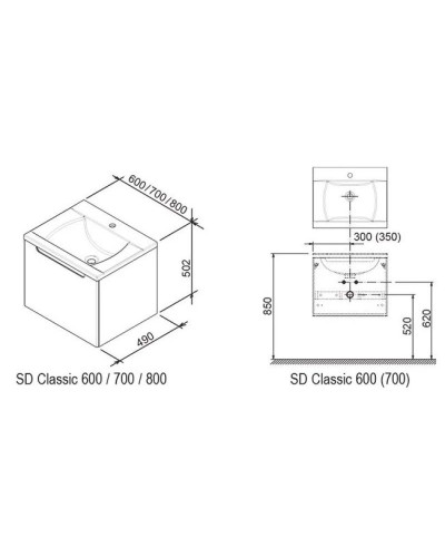 Тумба 60 см береза/белый Ravak SD Classic 600 X000000303