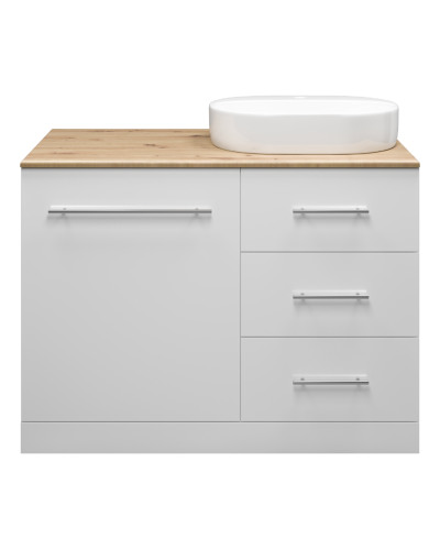 Респект -120 Тумба с 3 ящ. под стиральную машину правая (белая ПВХ/Дуб Тиссано)