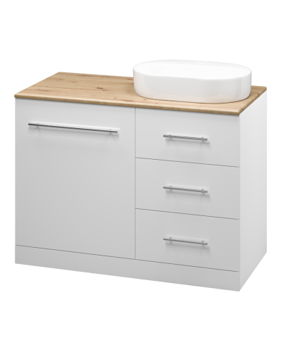 Респект -120 Тумба с 3 ящ. под стиральную машину правая (белая ПВХ/Дуб Тиссано)